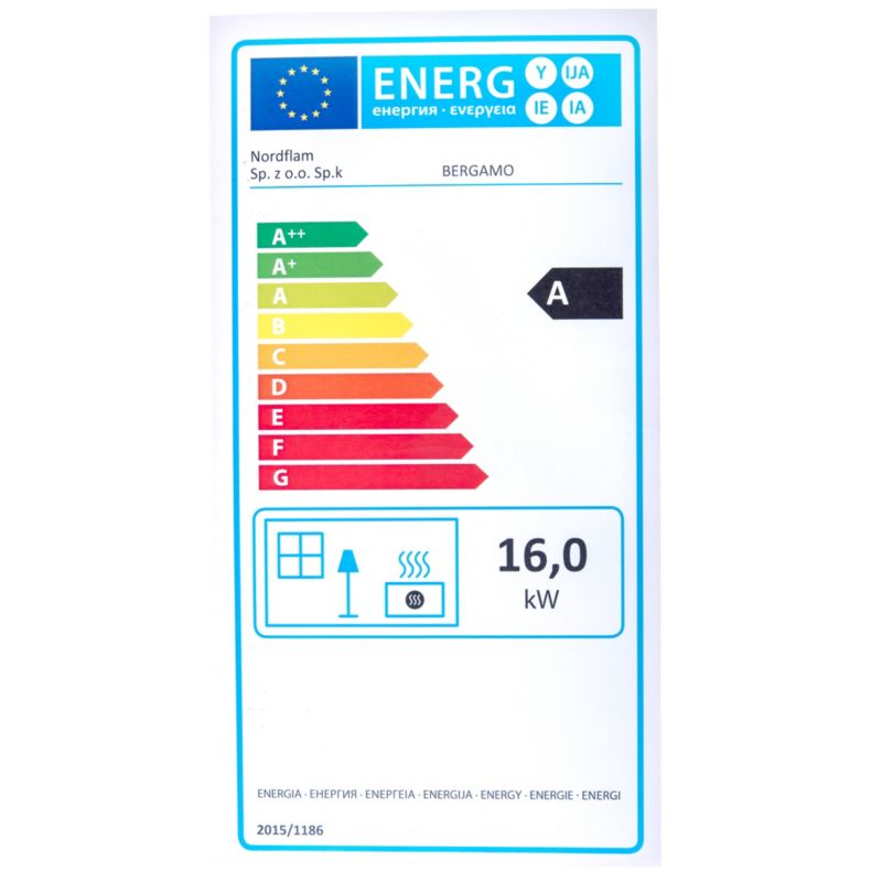 NORDFlam Bergamo 16 kW - energetický štítok